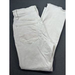 Madewell High Rise Slim Womens 23 Crop Boyjean Raw Hem White Denim